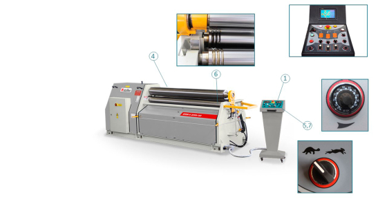 Вальцовочный станок трехвалковый гидравлический MRM-H 2050х130/150/180